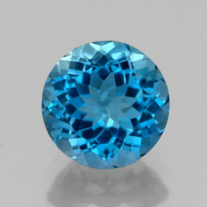 Topacio azul natural de 2,35 ct, corte redondo, VVS-VS