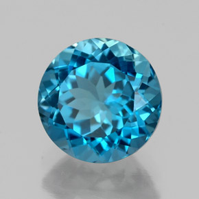 Topacio azul natural de 2,35 ct, corte redondo, VVS-VS