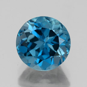 Topacio azul natural de 2,78 ct, corte redondo, VS