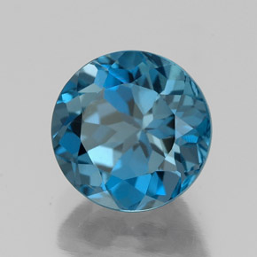 Topacio azul natural de 2,78 ct, corte redondo, VS