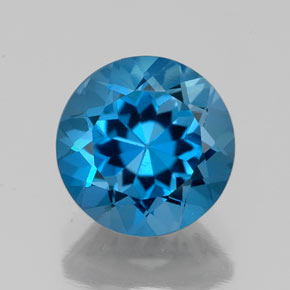 Topacio azul natural de 2,34 ct, corte redondo, VVS
