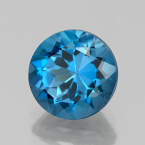 Topacio azul natural de 2,34 ct, corte redondo, VVS