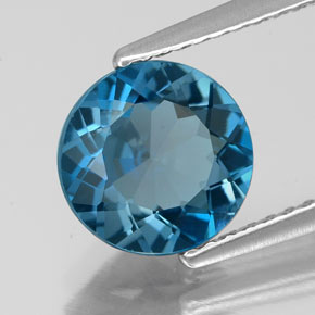 Topacio azul natural de 1,95 ct, corte redondo, VS