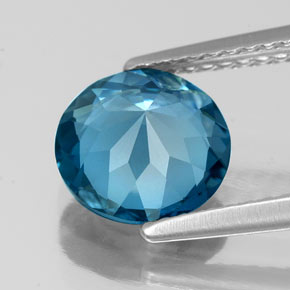 Topacio azul natural de 1,95 ct, corte redondo, VS