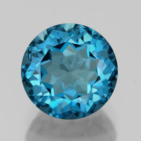 Topacio azul natural de 2,48 ct, corte redondo, VS