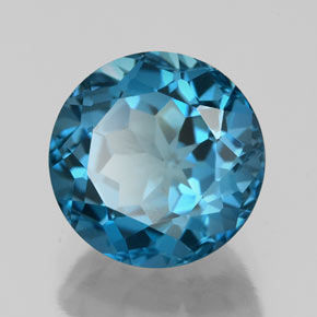 Topacio azul natural de 2,48 ct, corte redondo, VS