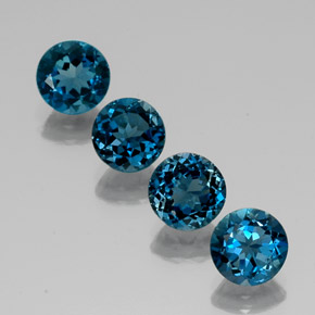 Gemas de topacio azul natural de  ct, corte redondo, VVS-VS