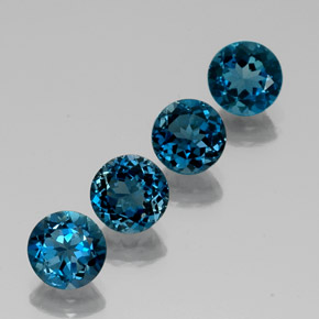 Gemas de topacio azul natural de  ct, corte redondo, VVS-VS