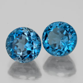 Gemas de topacio azul natural de  ct, corte redondo, VS