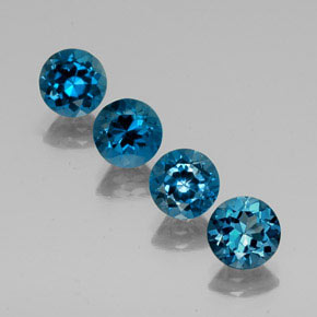 Gemas de topacio azul natural de  ct, corte redondo, VVS-VS