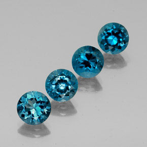 Gemas de topacio azul natural de  ct, corte redondo, VVS-VS