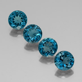 Gemas de topacio azul natural de  ct, corte redondo, VVS-VS