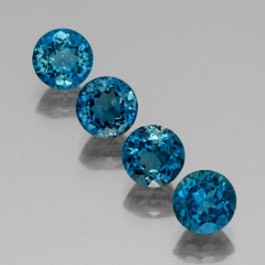 Gemas de topacio azul natural de  ct, corte redondo, VVS-VS