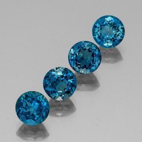 Gemas de topacio azul natural de  ct, corte redondo, VVS-VS
