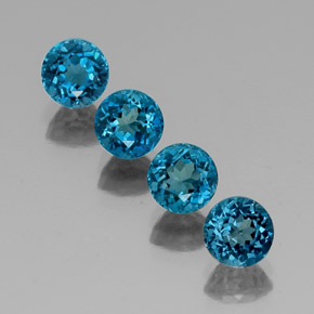 Gemas de topacio azul natural de  ct, corte redondo, VVS-VS