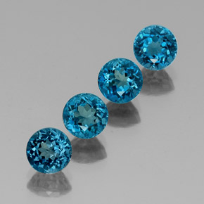 Gemas de topacio azul natural de  ct, corte redondo, VVS-VS