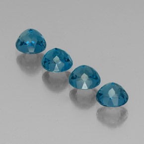 Gemas de topacio azul natural de  ct, corte redondo, VVS-VS