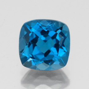 Topacio azul natural de 2,84 ct, corte cojín, VS