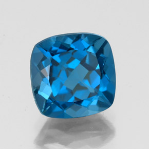 Topacio azul natural de 2,84 ct, corte cojín, VS