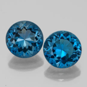 Gemas de topacio azul natural de  ct, corte redondo, VVS-VS
