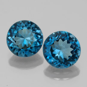 Gemas de topacio azul natural de  ct, corte redondo, VVS-VS