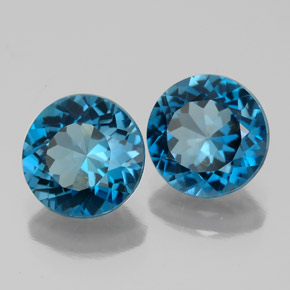 Gemas de topacio azul natural de  ct, corte redondo, VVS-VS