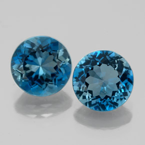 Gemas de topacio azul natural de  ct, corte redondo, VS