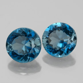Gemas de topacio azul natural de  ct, corte redondo, VS