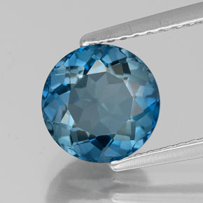 Topacio azul natural de 2,52 ct, corte redondo, VVS