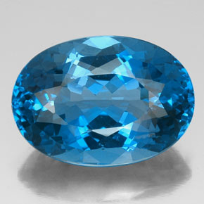Topacio azul natural de 46,22 ct, corte óvalo, VVS