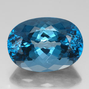 Topacio azul natural de 44,21 ct, corte óvalo, VVS