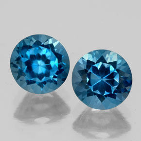 Gemas de topacio azul natural de  ct, corte redondo, VS