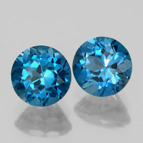 Gemas de topacio azul natural de  ct, corte redondo, VS
