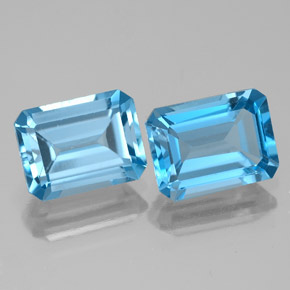 Gemas de Topacio Azul Suizo natural de 4.01 ct, corte esmeralda, VS