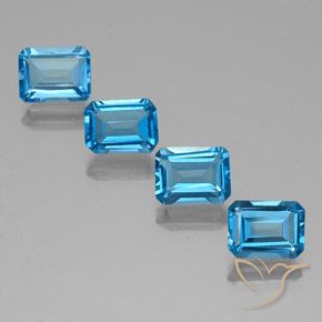 Gemas de topacio azul natural de 8,08 ct, corte esmeralda, VVS-VS