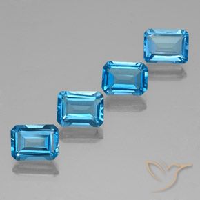 Gemas de topacio azul natural de 8,08 ct, corte esmeralda, VVS-VS