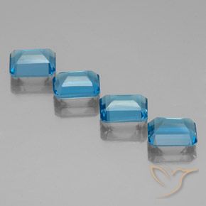 Gemas de topacio azul natural de 8,08 ct, corte esmeralda, VVS-VS