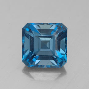 Topacio azul natural de 3,41 ct, corte esmeralda, VS-SI