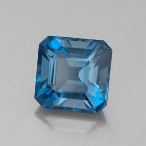 Topacio azul natural de 3,41 ct, corte esmeralda, VS-SI