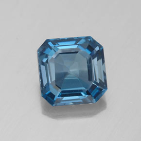 Topacio azul natural de 3,11 ct, corte esmeralda, VS