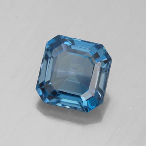 Topacio azul natural de 3,11 ct, corte esmeralda, VS