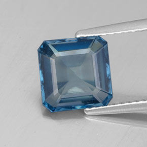 Topacio azul natural de 2,72 ct, corte esmeralda, VS