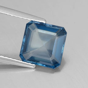 Topacio azul natural de 2,72 ct, corte esmeralda, VS