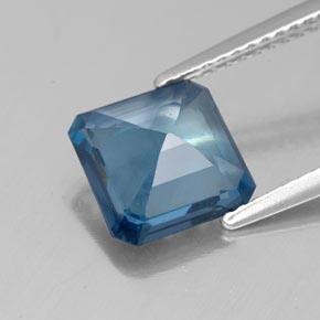 Topacio azul natural de 2,72 ct, corte esmeralda, VS
