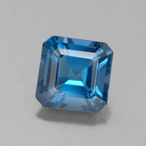 Topacio azul natural de 2,85 ct, corte esmeralda, VS