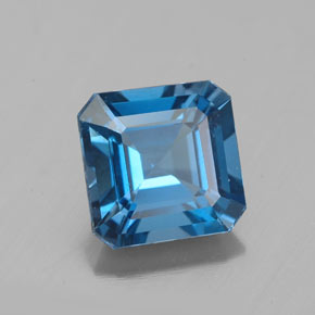 Topacio azul natural de 2,85 ct, corte esmeralda, VS