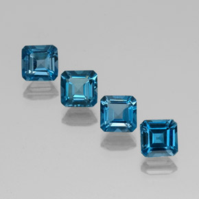 Gemas de topacio azul natural de  ct, corte esmeralda, VVS-VS