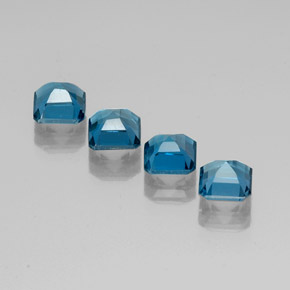 Gemas de topacio azul natural de  ct, corte esmeralda, VVS-VS