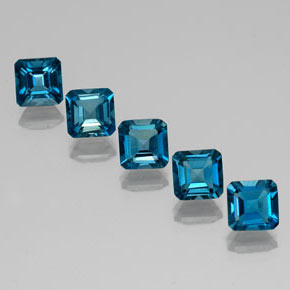 Gemas de topacio azul natural de  ct, corte esmeralda, VVS-VS