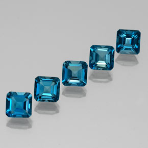 Gemas de topacio azul natural de  ct, corte esmeralda, VVS-VS